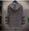Autumn and Winter Men's Knitted Sweater Cardigan Hooded Jackets Casual Streetwear Full Zip Cardigans Jackets Coat