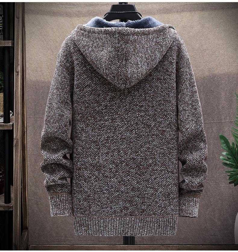 Autumn and Winter Men's Knitted Sweater Cardigan Hooded Jackets Casual Streetwear Full Zip Cardigans Jackets Coat