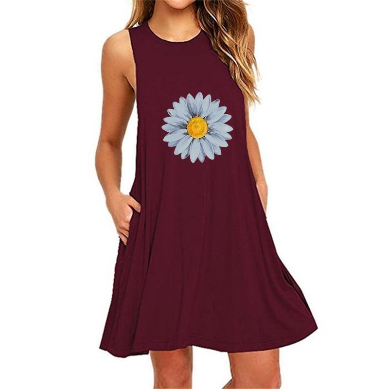 QICED Fashion Summer Spring Sleeveless  V-Neck Casual Dresses