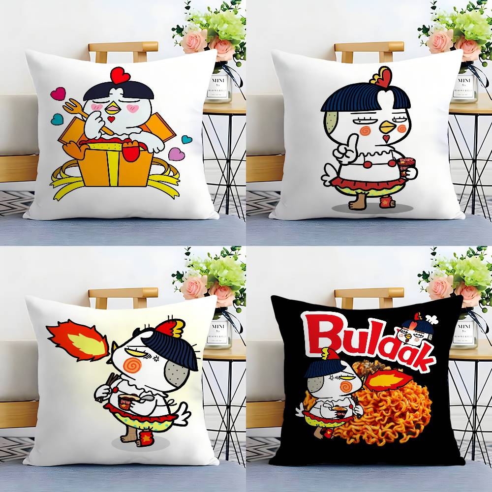 Kwaii Anime B-Buldak RameSn Povlak na polštář Plyšová látka Měkký oboustranný potisk Domácí pohovka Vysoce kvalitní povlak na polštář Přehoz