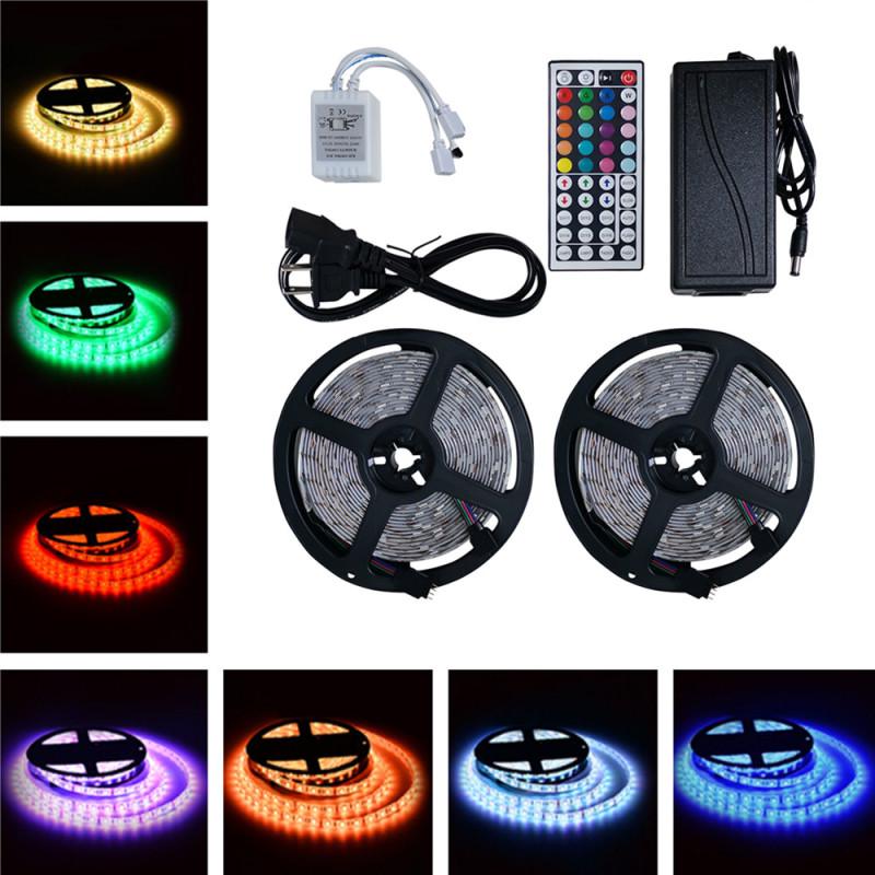 LED Strip Lights SMD 3528 RGB 16.4ft 5M 300 Units 12V DC IP65 LED Strips Lights Waterproof for Home Kitchen Bedroom Indoor Outdoor Decoration
