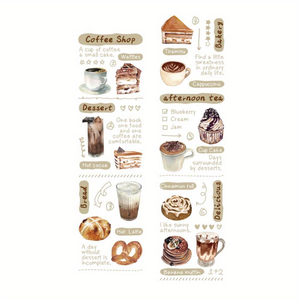 200cm/Roll Matte PET White Ink Tape Coffee Shop Series Literary Ins Style Handbook DIY Decorative Stickers