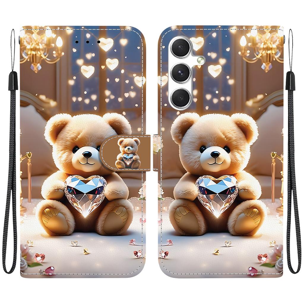 Handmade PU Leather Flip Case for Samsung Galaxy S25 (SM-S931B)- Anti-Slip Shockproof Cover with Wrist Strap & Heart/Rose Cat Designs