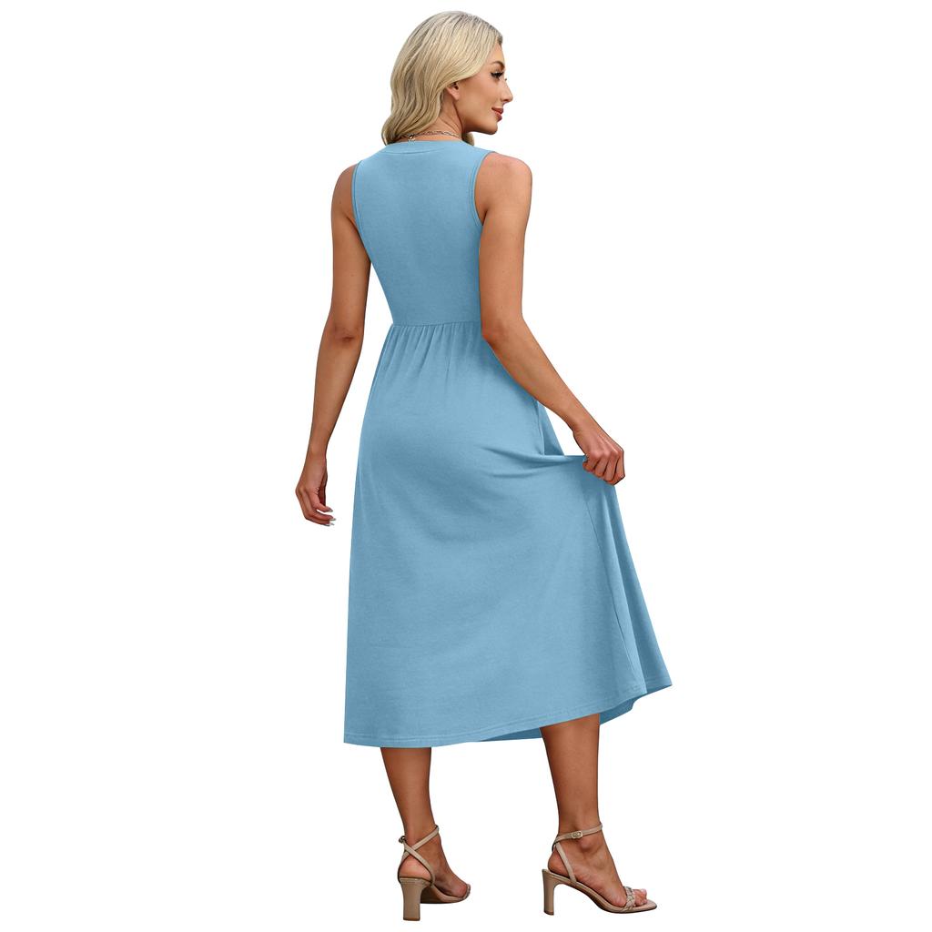 Women's Summer Dresses Maxi Dress Vacation Beach Sundresses  With Pockets