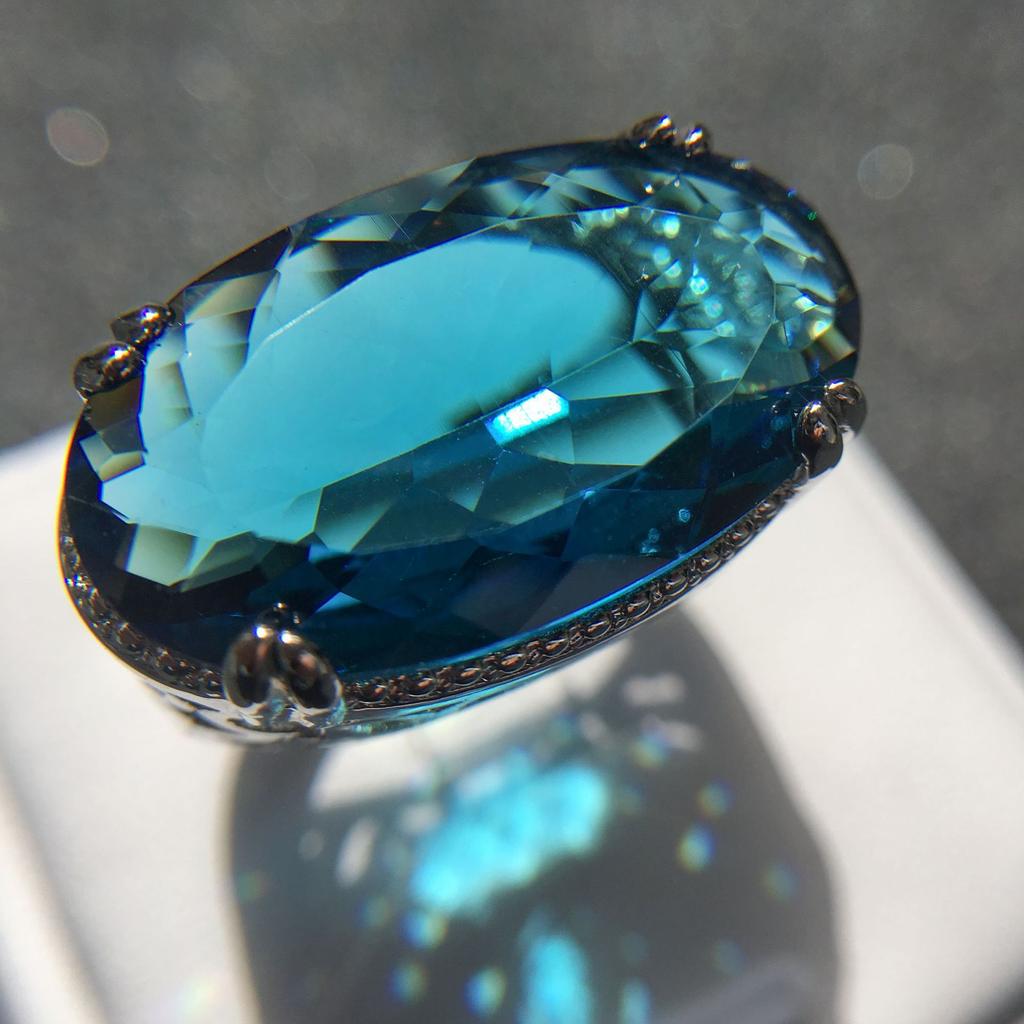 Ladies Party Light Blue Large Gemstone Ring, Jewelry