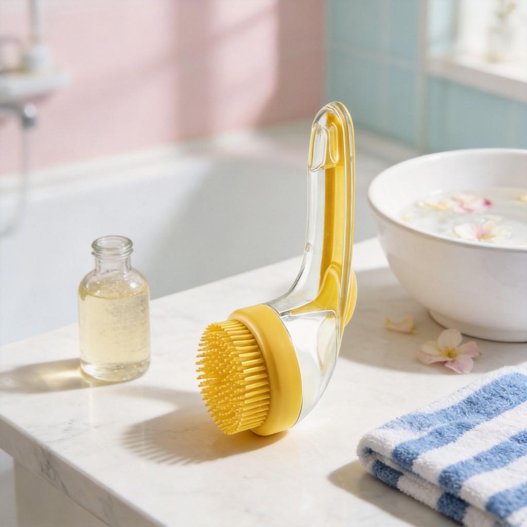 Pet Bath Brush Long Handle Silicone Grooming Tool For Dogs And Cats