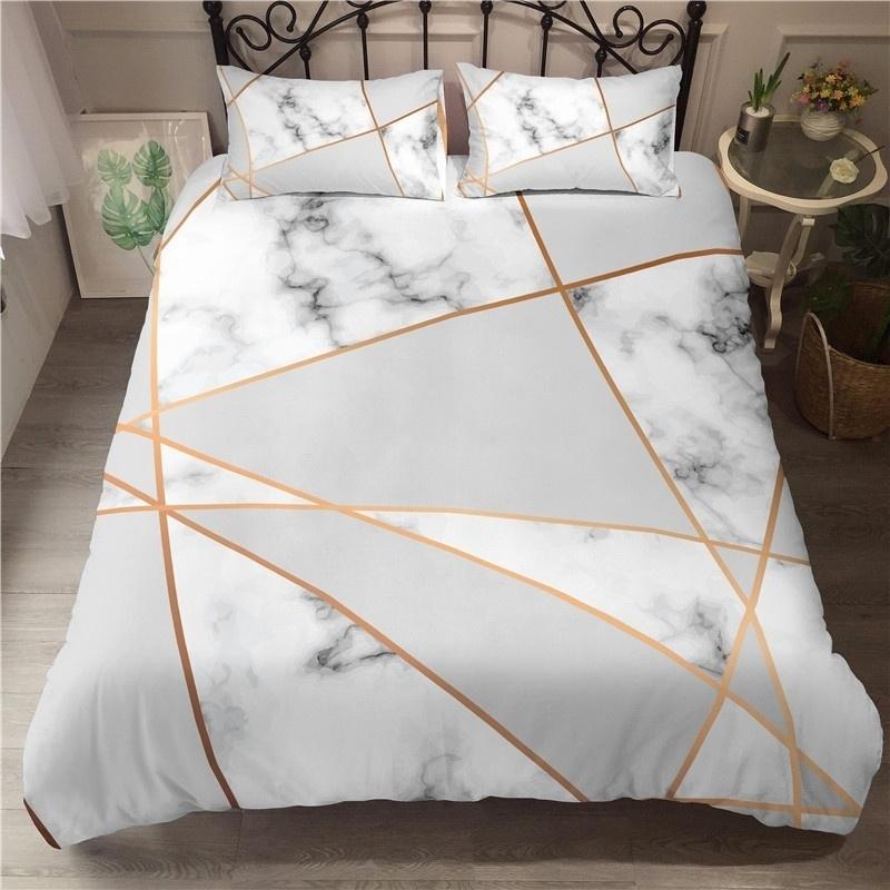 Comforter Marble Twin Queen Microfiber Geometric Bedding Set Modern Luxury Abstract Triangle Comforter For Girls Women