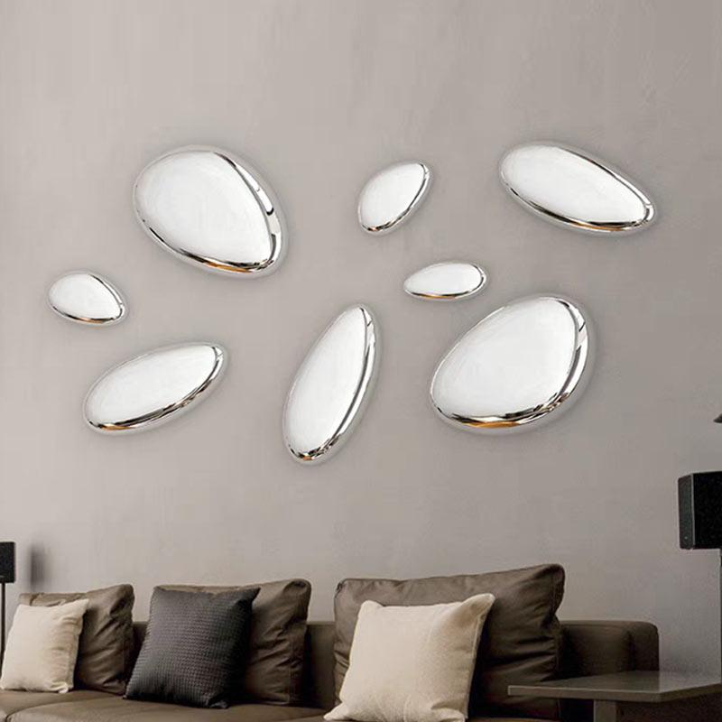 Modern Hotel Light Luxury Pendant Imitation Stainless Steel Goose Egg Stone Wall Decor Creative Water Drop Wall Decor Pendant