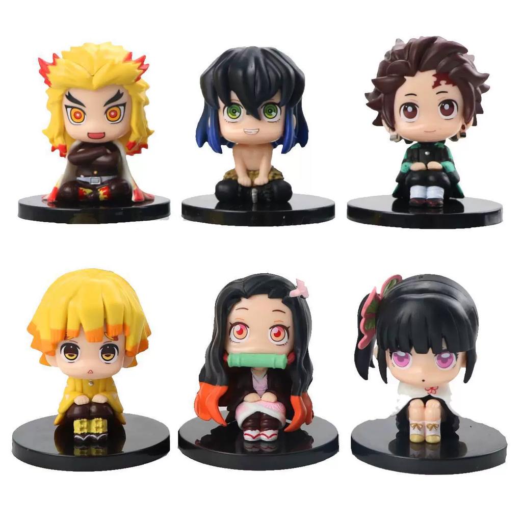 Demon Slayer Chibi-style Sitting Tanjiro And Zenitsu Agatsuma Toy Figurine/car Toy