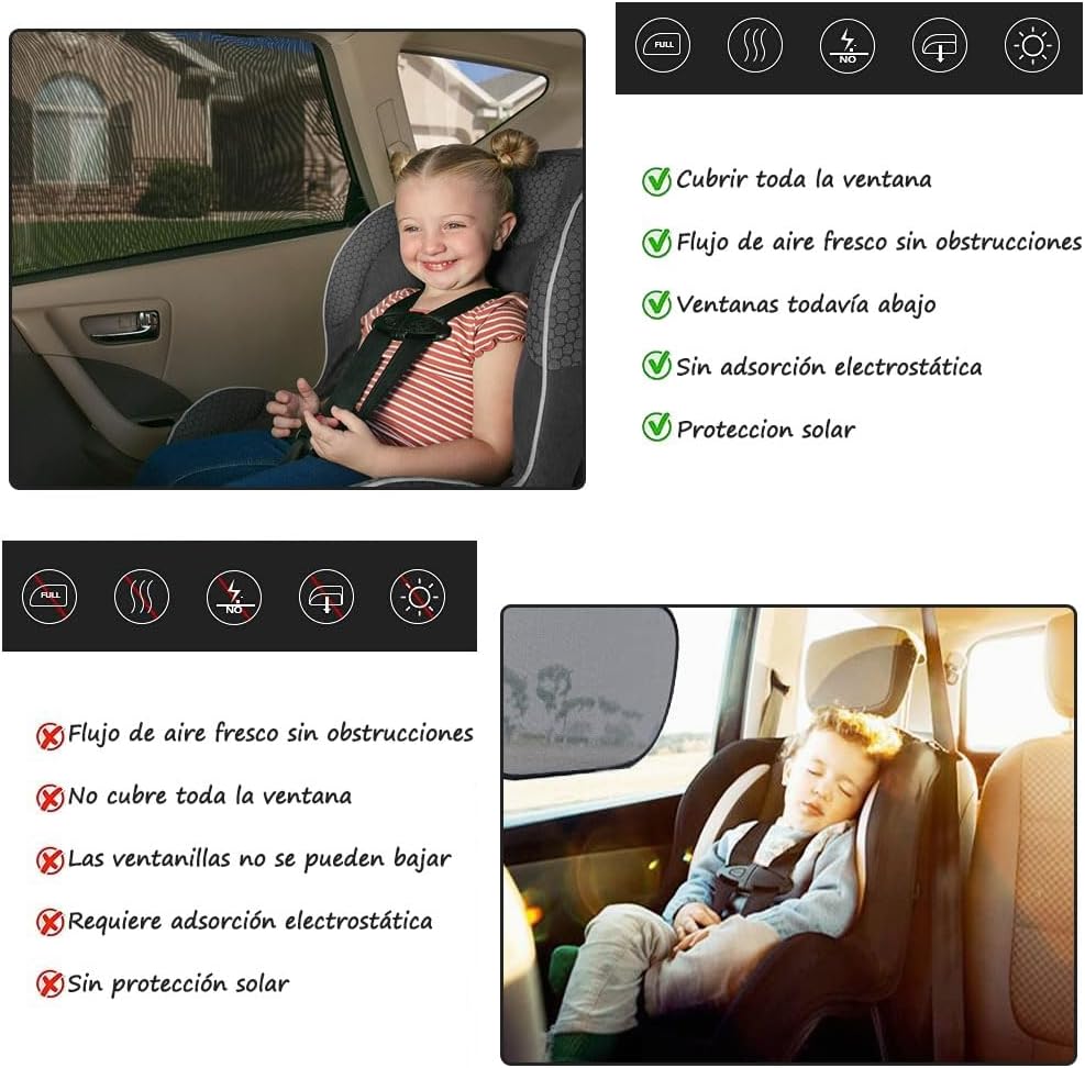 Window side rear shade mosquito cover Black 2 pack