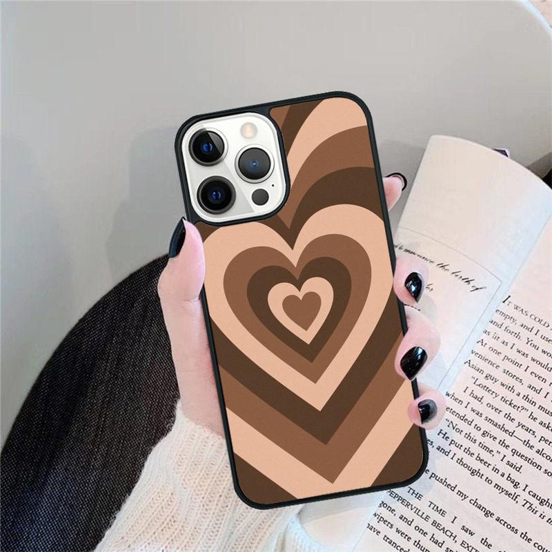 Latte Love Braunes Herz Ästhetische Handyhülle Für iPhone 17 Air 16 15 14 plus 12 13 Pro max Hülle Cover coque