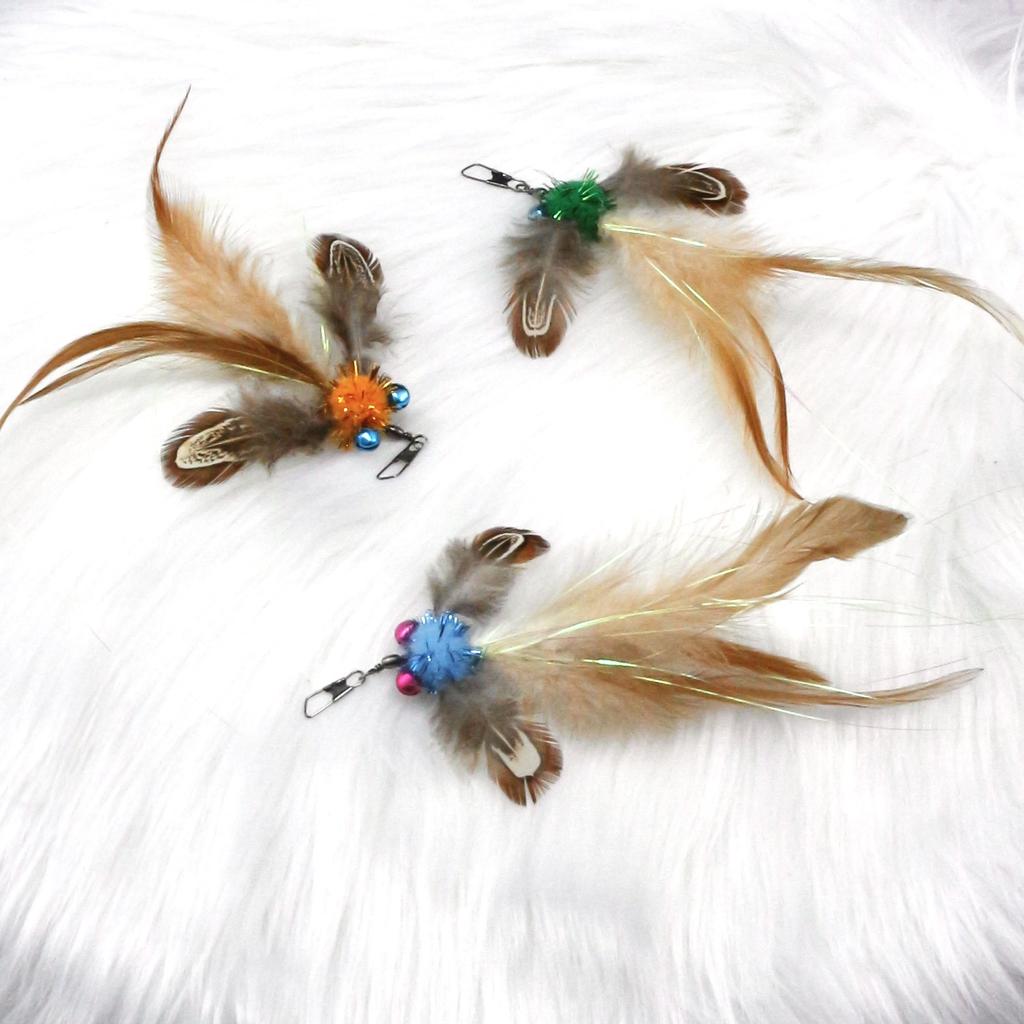 Cat Toy Wand Refill Heads 3PCS Goldfish Feather Teaser Stick Attachments Creative Interactive Replacement Parts for Kitten Play