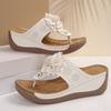 Flower platform flip-flops women's new summer fashion casual wedge heel pinch foot platform beach shoes