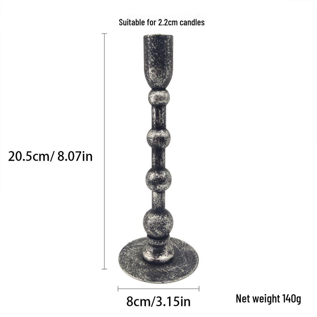 European Retro Wrought Iron Candlestick Home Decoration - Aged Metal Craft Ornament