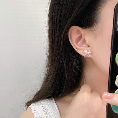 Personalized Double-layer Bow Stud Earrings for Women with Niche Design High-end Exaggerated Earrings