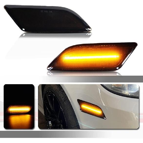 Smoked Lens for 2012 2013 2014 Mercedes Benz Pre-LCI W204 LCI C250 C300 C350 C63 AMG Coupe Base Sedan 4-Door OEM Front side marker lamp housings