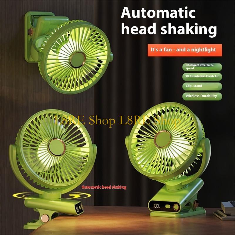 L8RE Rechargeable Miniature Desk Fan 5 Speed Setting 360 Rotation Clip Mount Fan For Car Indoor Outdoor Use Cooling Device