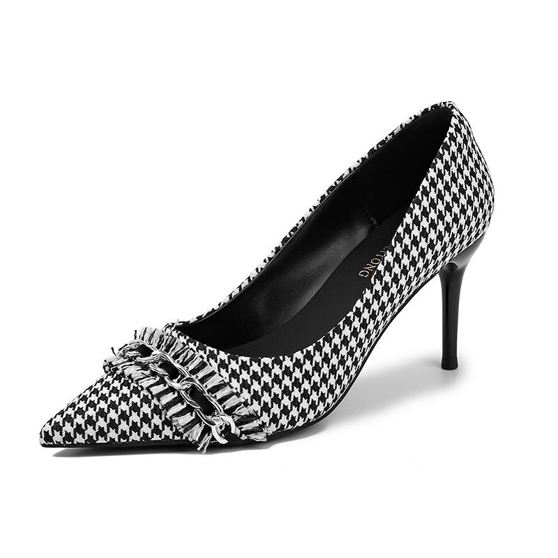 High heels women's stiletto high-end leather women's shoes 2025 spring and summer pointed sexy versatile professional single shoes children