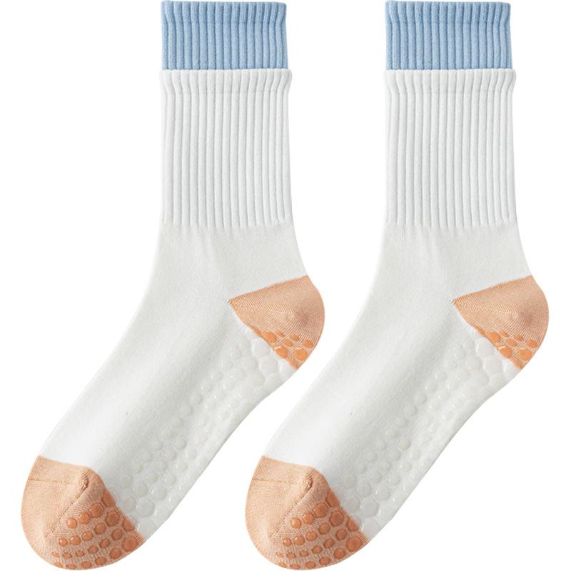 Yoga Socks, Women's Summer Thin Mid-calf Socks, Professional Fitness Pilates Sports, Anti-slip Long Calf Socks with Shark Pants