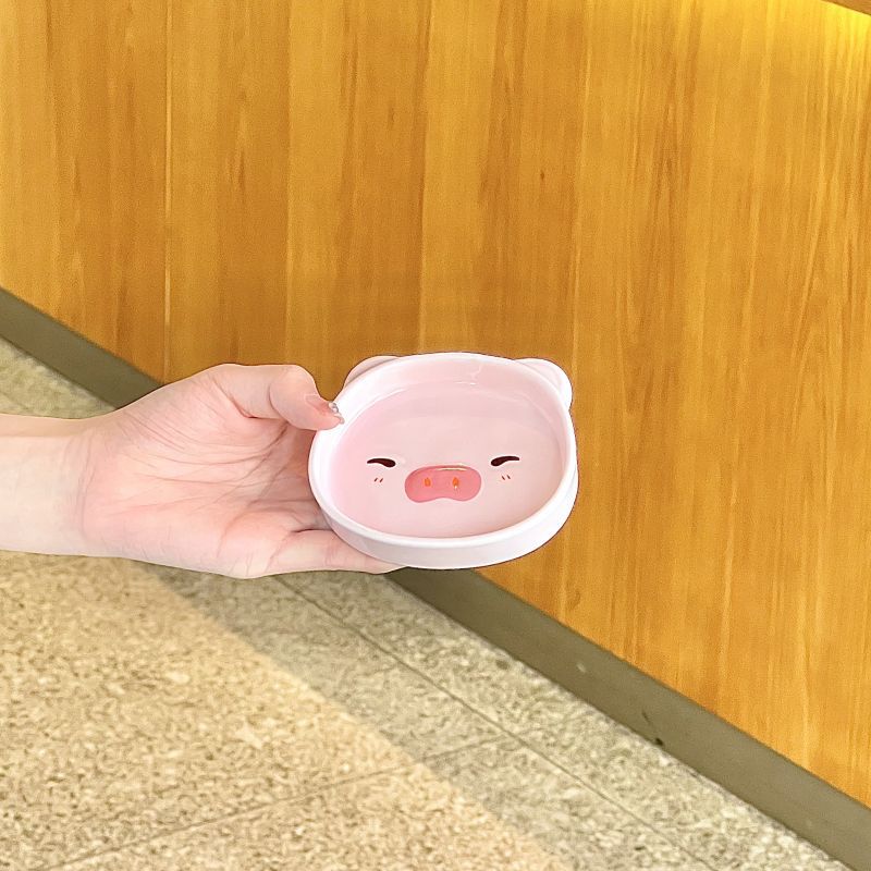 Cute Pig Puppy Ceramic Dipping Dish Household Small Dish Seasoning Dish Mini Hot Pot Small Dish Soy Sauce Vinegar Dish