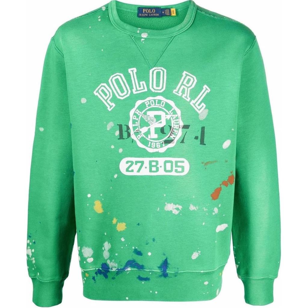 Polo Ralph Lauren Ss22 Logo Letter Number Print Crewneck Pullover Sweatshirt Men Sweatshirt Green 710865024-001