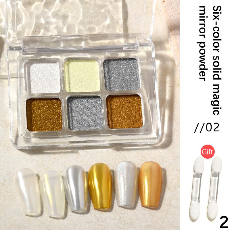 

Сделай сам 6-цветная твердая волшебная зеркальная пудра, пудра Авроры, украшение для нейл-арта, блестки, вспышка, поп, маникюр, зеркальная пудра с 2 кистями as the picture