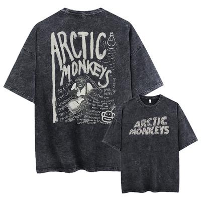 Retro Rock Arctic Monkeys Musikalbum Grafisk T-Shrit Vintage tvättad, överdimensionerad kortärmad T-shirt för män Y2k Hip Hop Streetwear