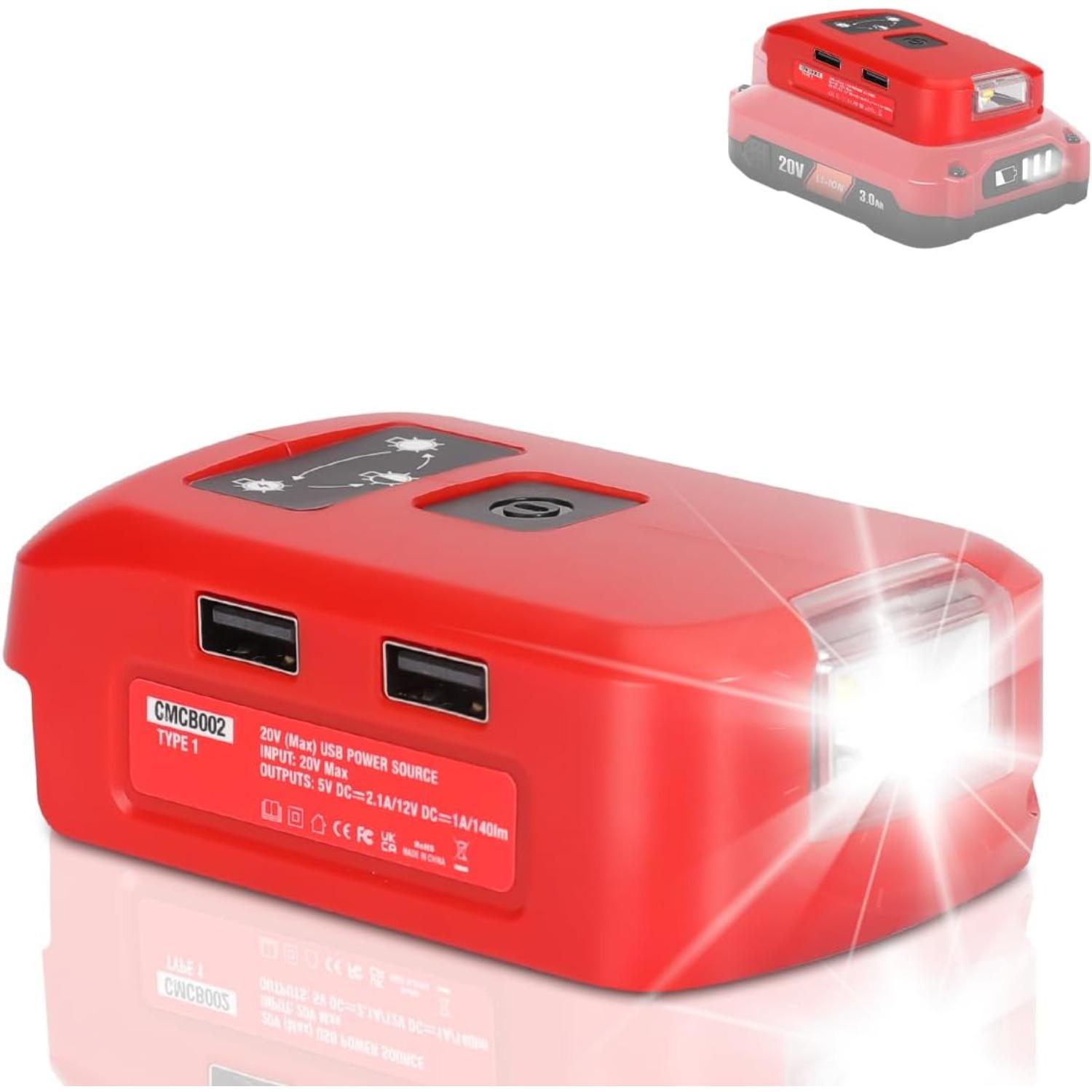 Battery Adapter USB Phone Charger Compatible with Craftsman V20 20V Lithium Battery,Aliarm Converter Adap красный