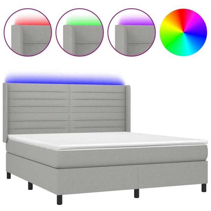 VidaXL Slat Bed Base with Mattress and LED, Upholstered Bed, Double Bed, Adult Bed for Interior Bedroom, 3138405