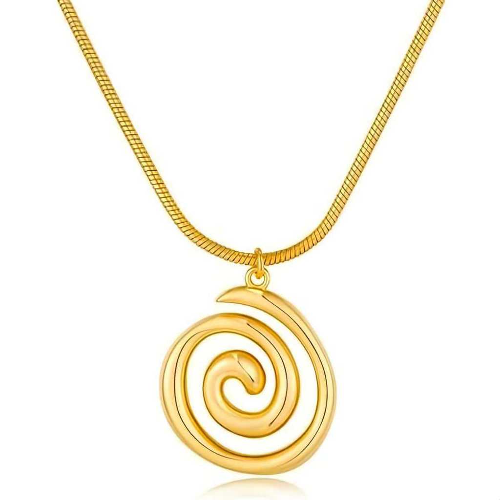 Bohemian Beach Spiral Pendant Necklace With Titanium Steel For Daily Wear