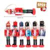 6 Pcs Nutcracker Soldier Christmas Wooden Nutcracker Soldier Tall Christmas Ornaments Figures Puppet Toy Christmas Tree Hanging Decorations Decor Gift