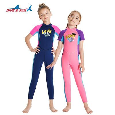Children's Warm Swimsuit 2.5MM Diving Suit Female One-piece Short-sleeved Snorkeling Surfing Sunscreen