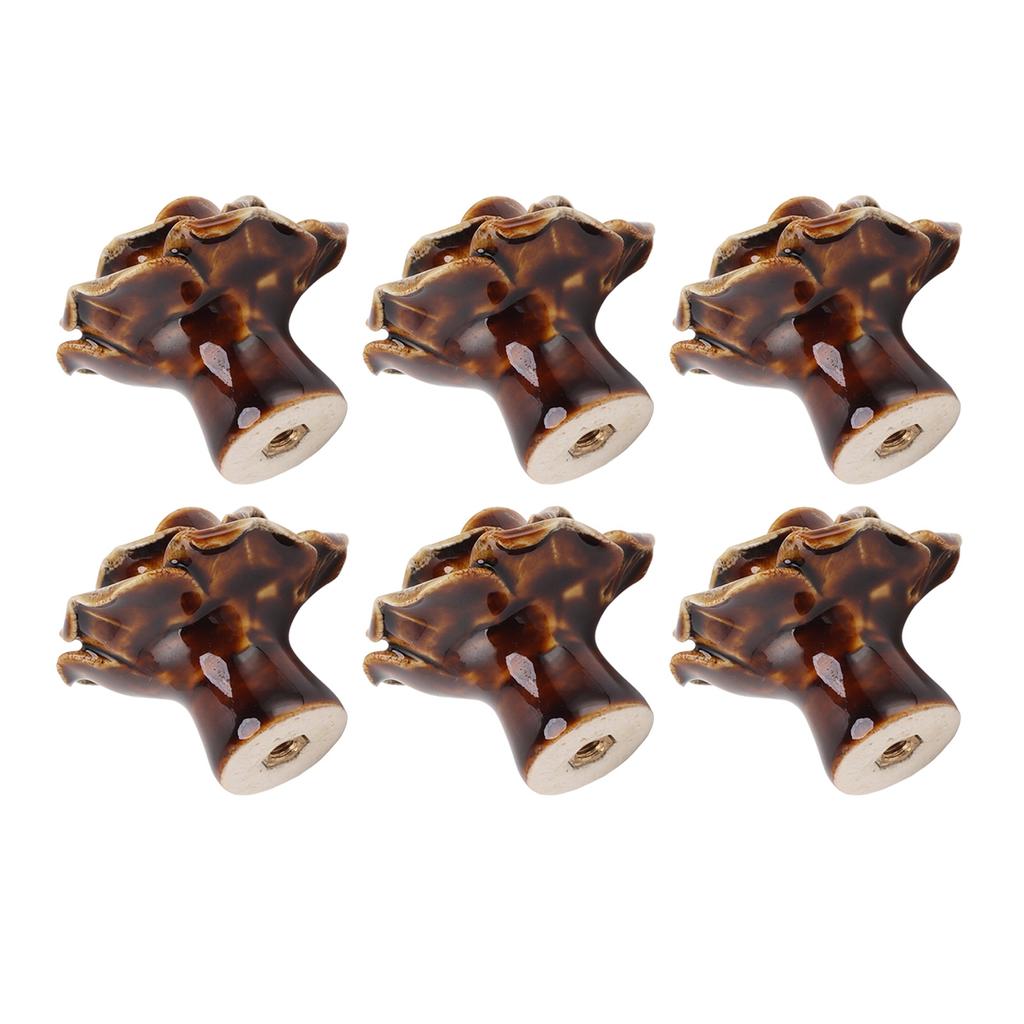6Pcs Cabinet Knob Rose Flower Shape Delicate Ceramic Knob for Dresser Drawer Leopard White