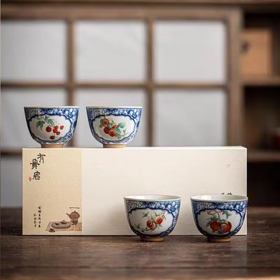 Blue And White Ceramic Teacup Large Personal Female-Only Master Cup Zen Single Cup Gift Box Retro Tea Cup