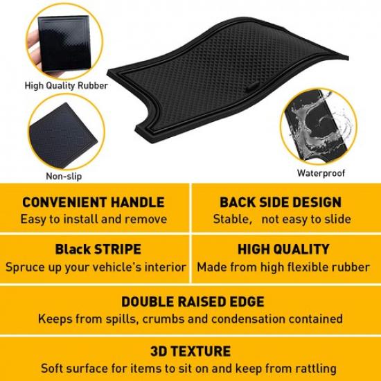 For 2016-2022 Toyota Tacoma Cup and Door Center Console Liner Insert Black Trim