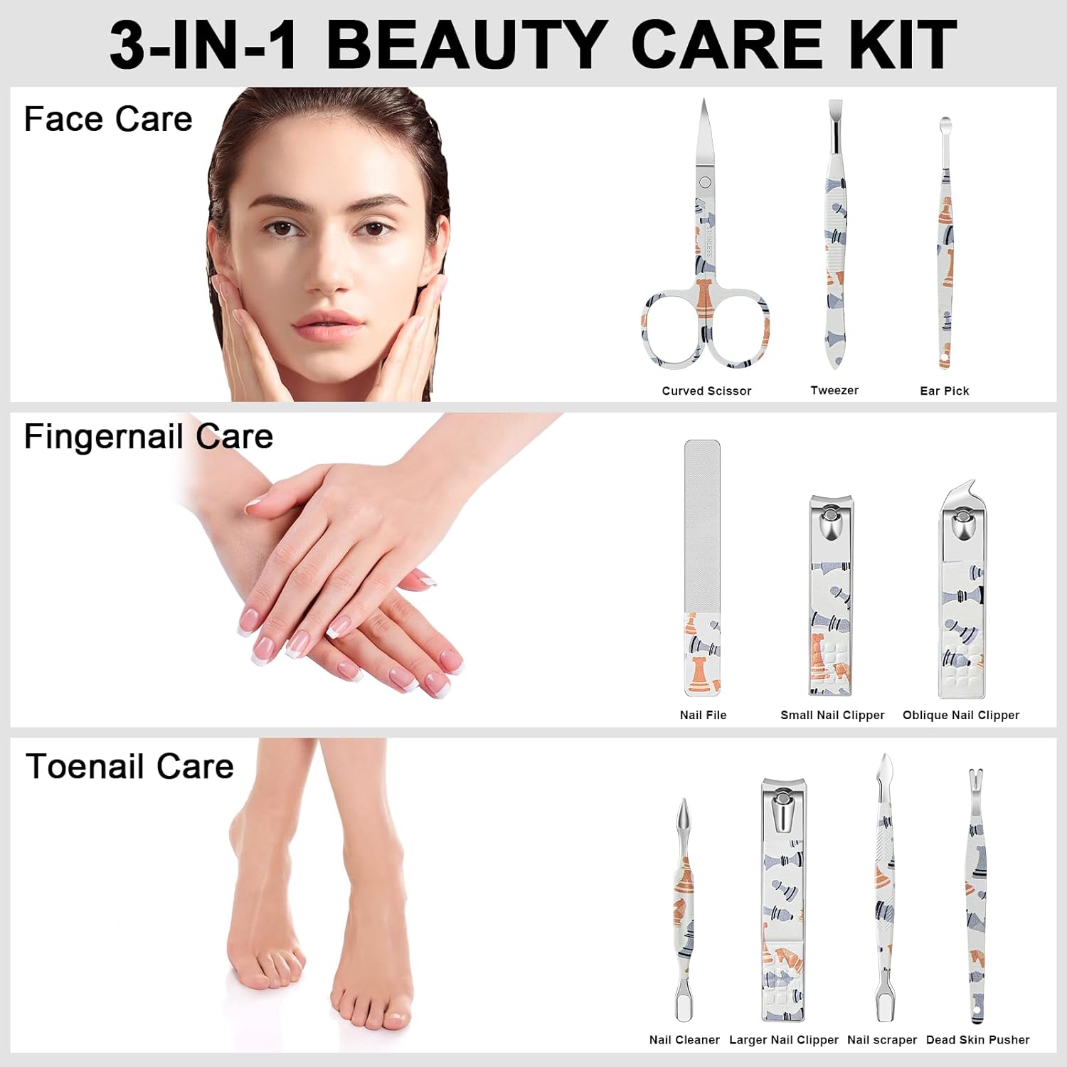 Manicure Set Nail Clippers Kit Professional Manicure Pedicure Care Tools 10pcs Stainless Steel Men Women Personal Care Grooming kit for Home Travel
