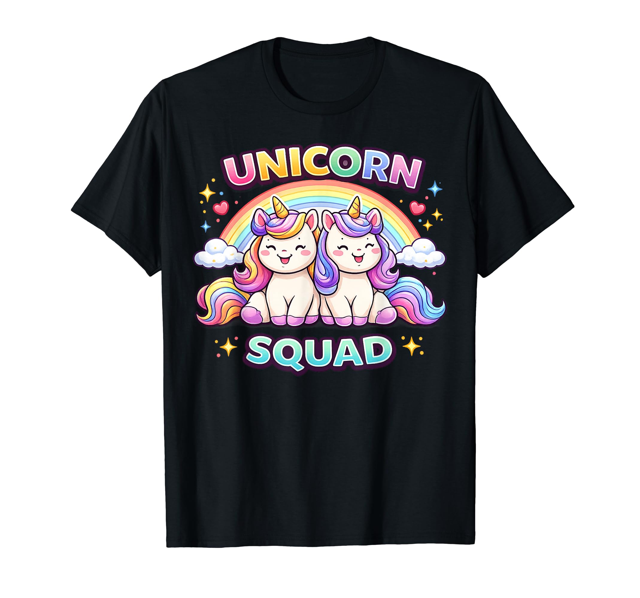 Unicorn Squad Cute Twin Unicorn Rainbow Happy Friends T-Shirt чёрный