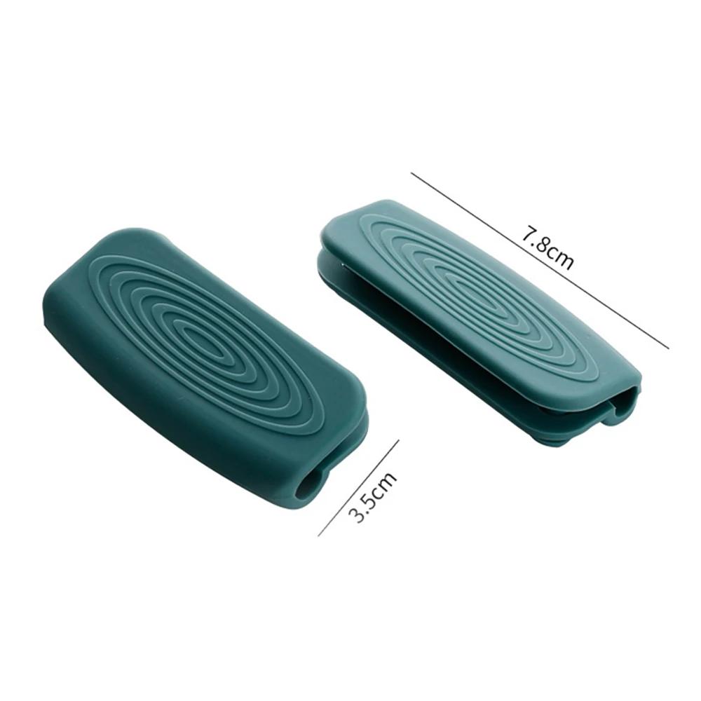 

1 пара силиконовых термостойких и противоскользящих накладок на ручки, защита от ожогов, изоляционная защита для крышки кастрюли, бытовые кухонные термостойкие аксессуары для ручек кастрюль зелёный