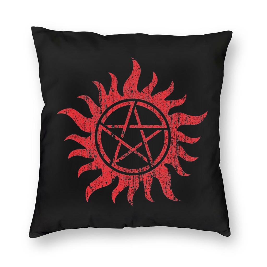 Supernatural Angel Pillowcase Printing Polyester Cushion Cover Decor Mark of Cain Throw Pillow Case Cover Seater Square Xcm