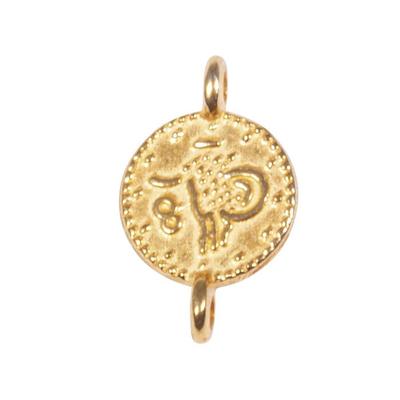 Pendant - Coin - 7.3mm - Metal - Gold - 2 Eyelets