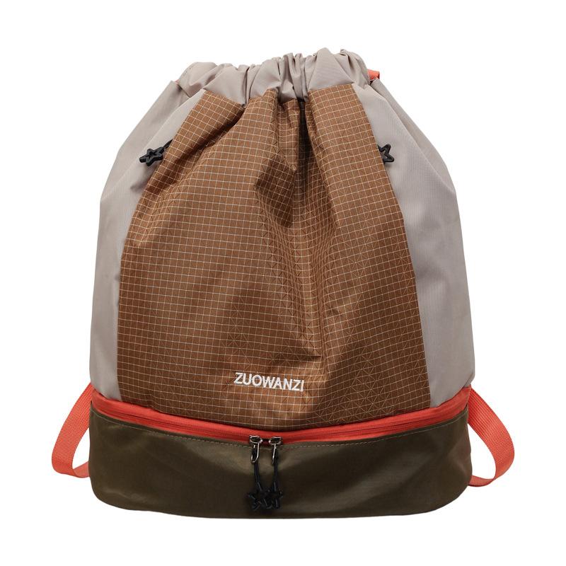 Schoolbag Portable swimming bag Large capacity wet and dry separation sports fitness bag Plaid backpack Beach bag Wash bag