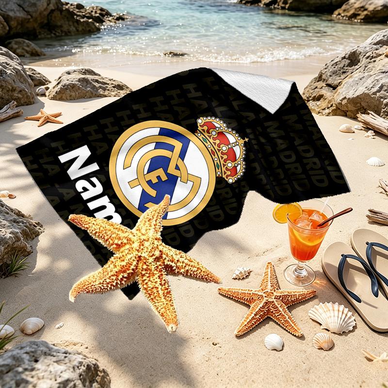 Custom Name Personalized Football team Print Beach Towel, for Trip Camping Beach Party Home Decor, Birthday Gift for Family & Friends