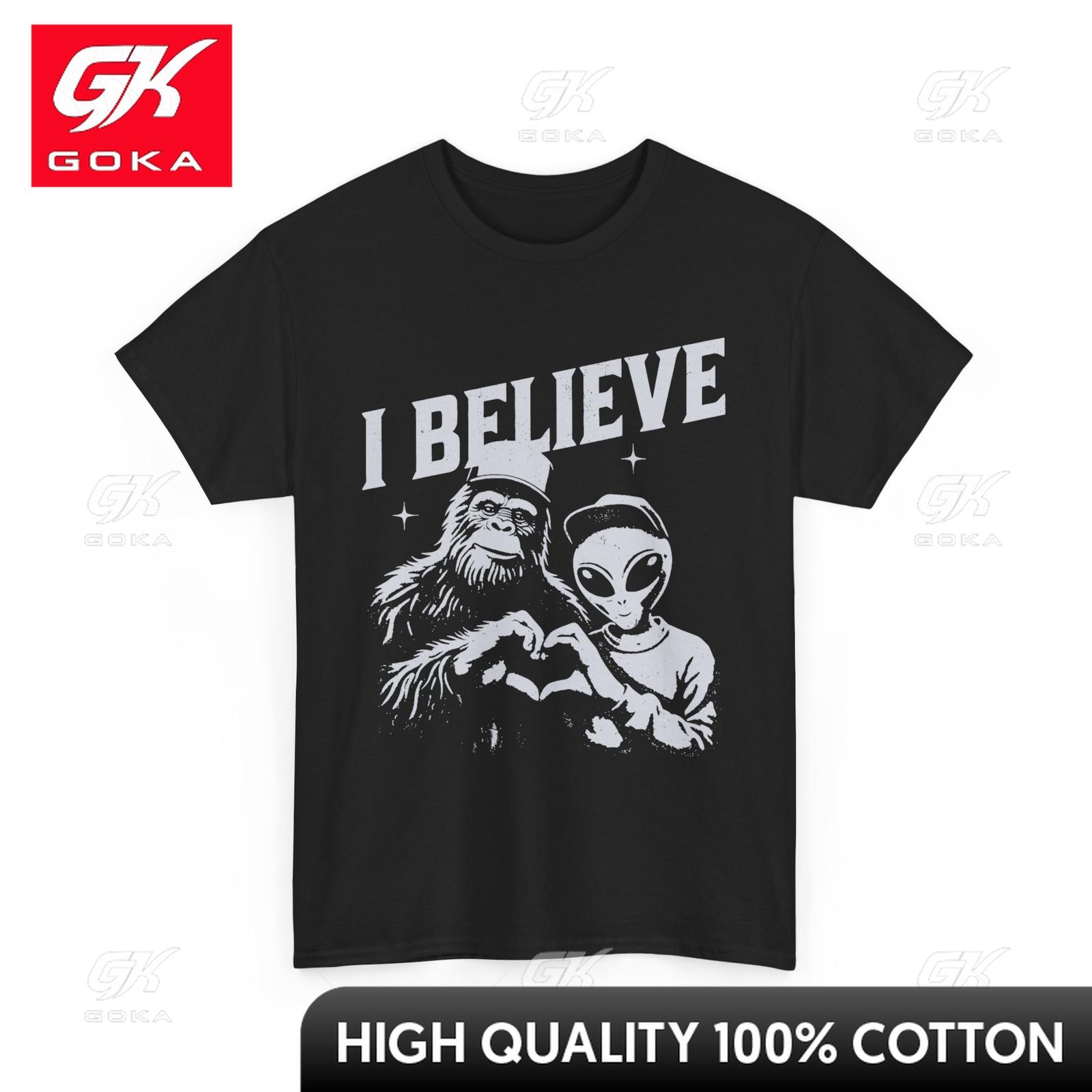 I Believe in You But Also Bigfoot Vintage I Believe Funny Bigfoot Alien Neutral Funny Sleek T Shirts Polished Athletic Tee S