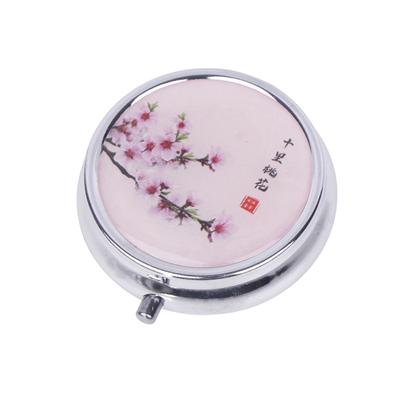 Blumen Metall Pillendosen Edelstahl Runde Pillendosen Medizin Organizer Container Medizin Fall Splitter Pillendose