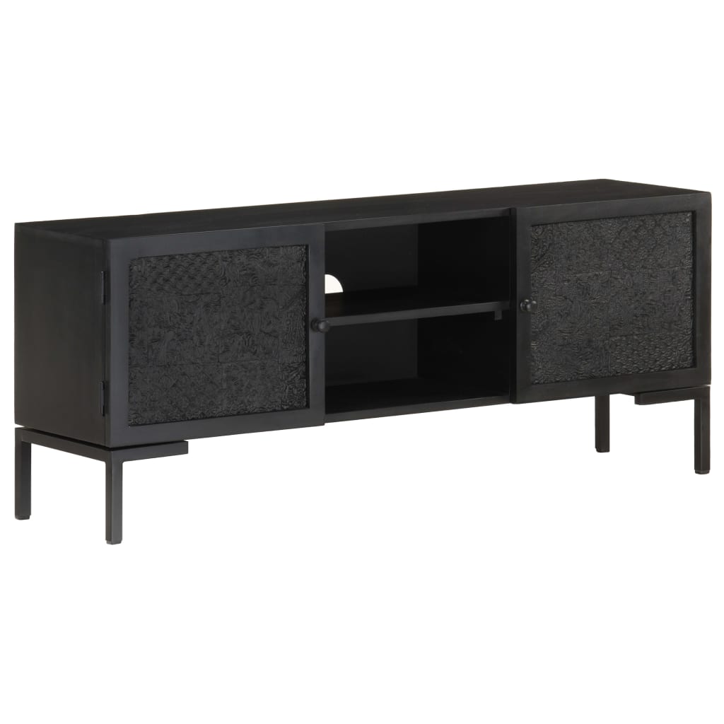 TV Stand Black 115 x 30 x 46 cm Solid Mango Wood