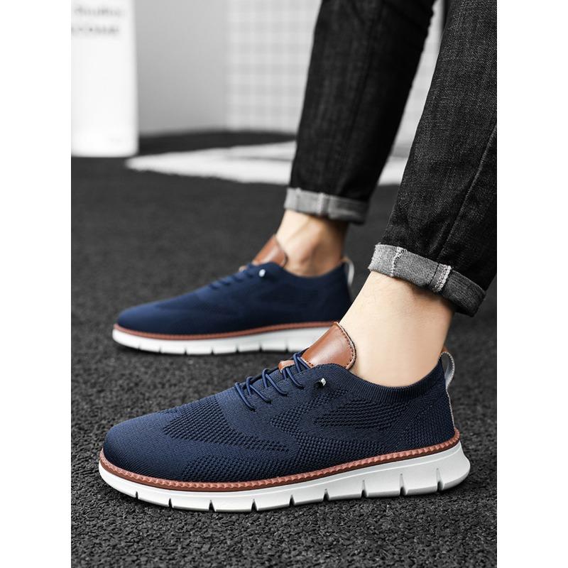 New Summer Men Sports Casual Shoes, British Style Minimalist Footwear, Lightweight Breathable Mesh Upper Men Shoes