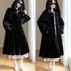 Leopard Print Plus Long Over-knee Imitation Mink Fleece Fur Coat Hooded Jacket Women's Autumn and Winter New