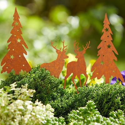 4Pcs/Set Christmas Tree Garden Stake Weather-proof Heavy Duty Outdoor Patio Yard Lawn