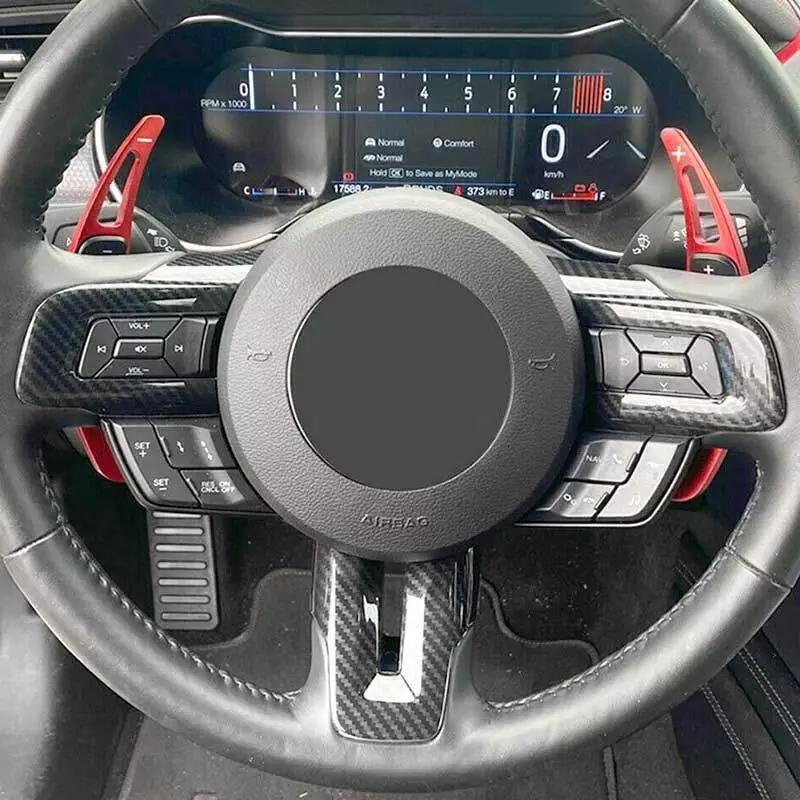 Carbon Fiber Style Steering Wheel Set Decorative Stickers For Ford Mustang 2015-2025 Car Interior Decoration Accessories