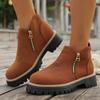 Damen Stiefeletten mit runder Zehenpartie in Überweite, Martin Boots mit Blockabsatz und Reißverschluss an der Seite, Herbst Winter Kurzstiefel für Damen